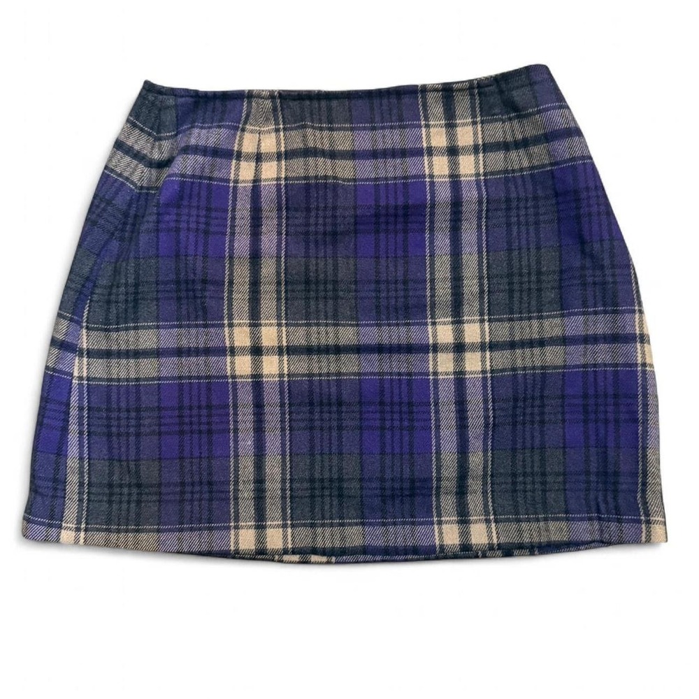 Plaid Mini Skirt Sz 8 Made in Italy Grunge Punk Wool Blend Alt